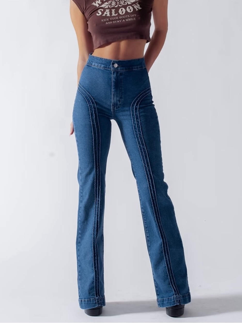 REVICE Rollergirl Flare Wide Leg High Waisted Jeans Size 27